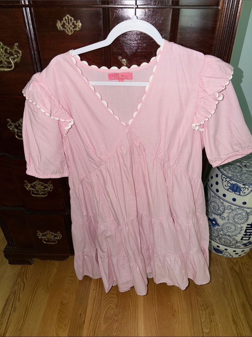 100% cotton Simply Southern Light Pink Ruffle Tiered Dress